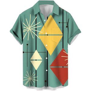 Men's Retro Bowling Shirts 50s Rockabilly Style Button Down Shirts